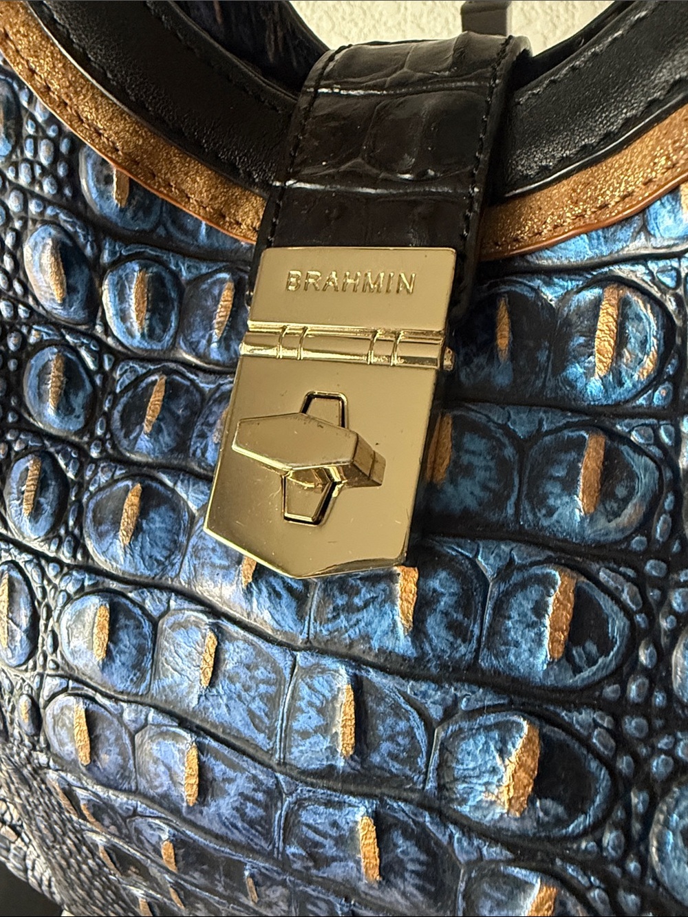 Brahmin Elisa Crowe Lazuli Blue Hobo Bag - Picture 3 of 10